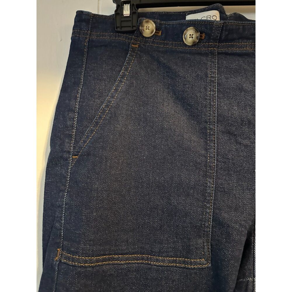 The Kit Cropped High-Rise Wide-Leg Utility Trousers by Pilcro dark Wash Size 31 - Picture 9 of 11